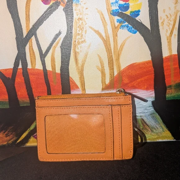 Coach Orange Leather Zip Card Case - Picture 2 of 2